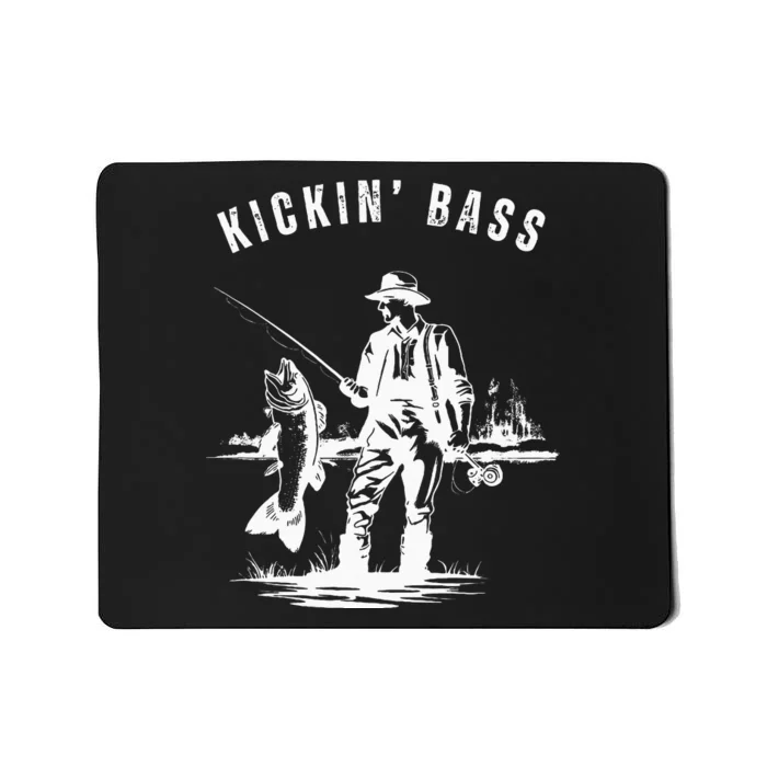 Kickin Bass Fisherman Fishing Fish Funny Outdoors Lake Mousepad