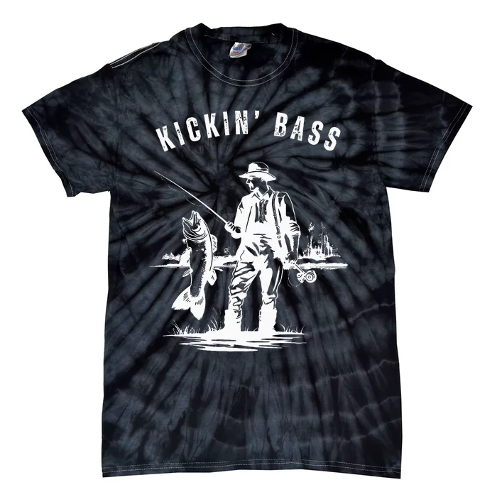 Kickin Bass Fisherman Fishing Fish Funny Outdoors Lake Tie-Dye T-Shirt