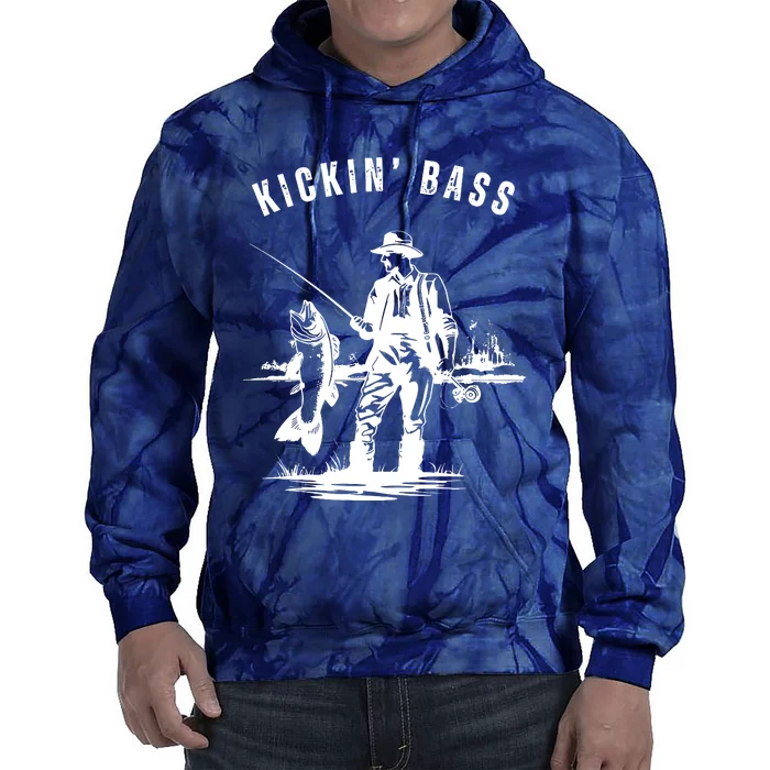 Kickin Bass Fisherman Fishing Fish Funny Outdoors Lake Tie Dye Hoodie