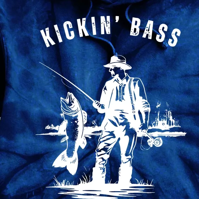 Kickin Bass Fisherman Fishing Fish Funny Outdoors Lake Tie Dye Hoodie