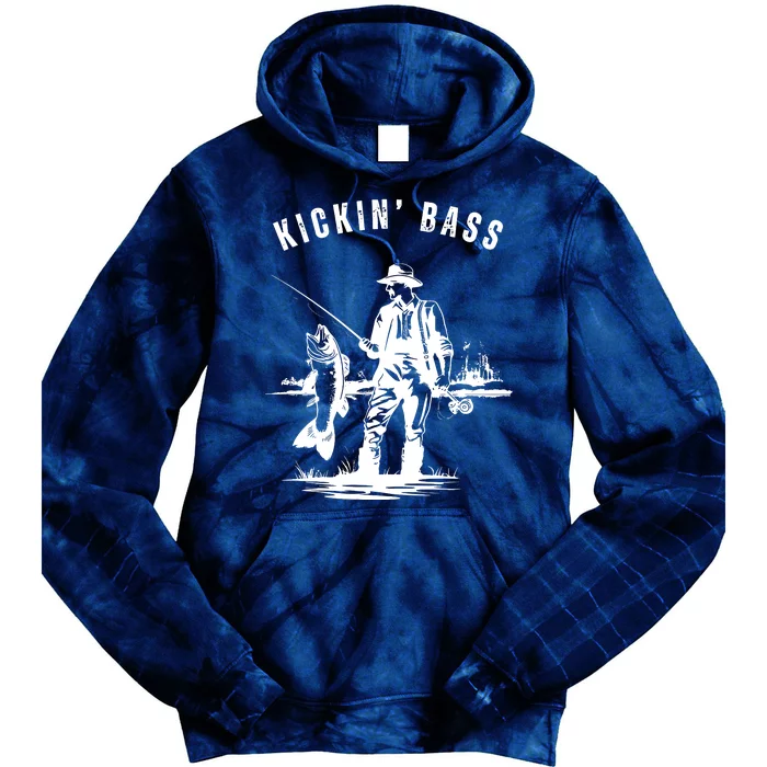 Kickin Bass Fisherman Fishing Fish Funny Outdoors Lake Tie Dye Hoodie