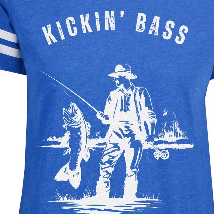 Kickin Bass Fisherman Fishing Fish Funny Outdoors Lake Enza Ladies Jersey Football T-Shirt