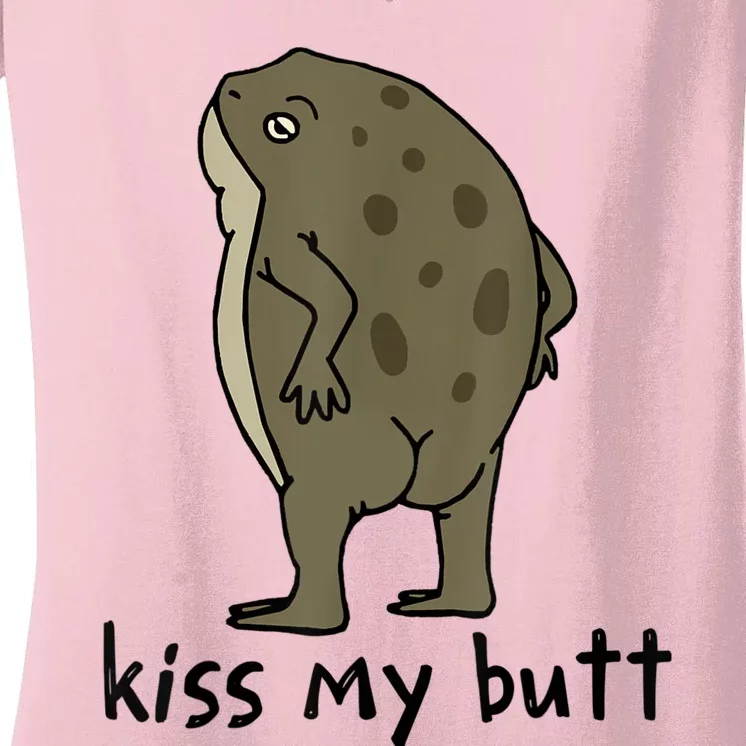 Kiss_My Butt Green Frog Women's V-Neck T-Shirt