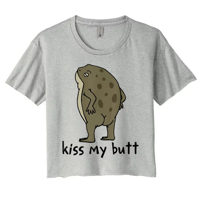 Kiss_My Butt Green Frog Women's Crop Top Tee