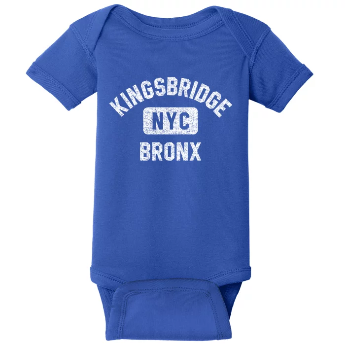 Kingsbridge Bronx Gym Style Distressed White Print Funny Gift Baby Bodysuit