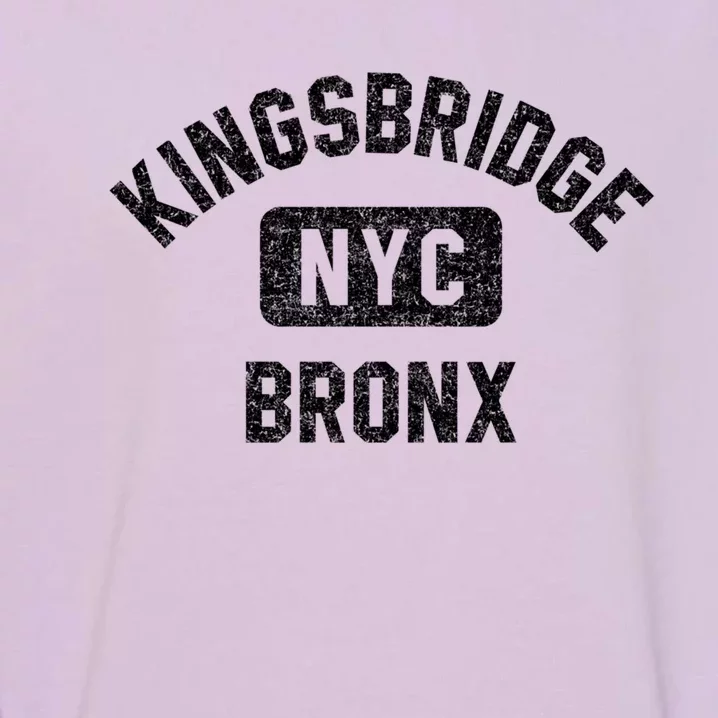 Kingsbridge Bronx Gym Style Distressed White Print Funny Gift Garment-Dyed Sweatshirt