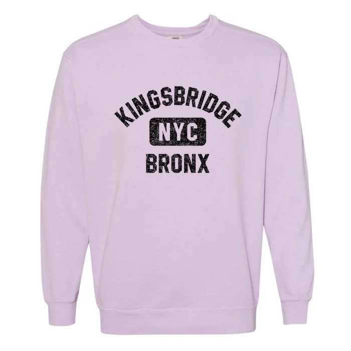 Kingsbridge Bronx Gym Style Distressed White Print Funny Gift Garment-Dyed Sweatshirt