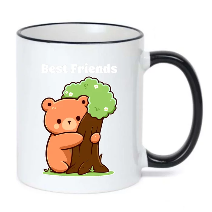 Kawaii Bear Hugging Tree Wildlife Animal Lover For Friends Black Color Changing Mug