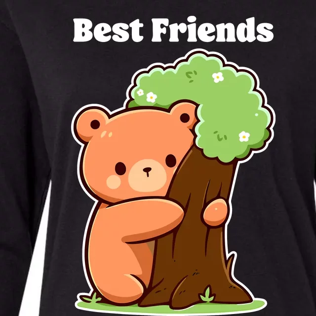 Kawaii Bear Hugging Tree Wildlife Animal Lover For Friends Womens Cotton Relaxed Long Sleeve T-Shirt