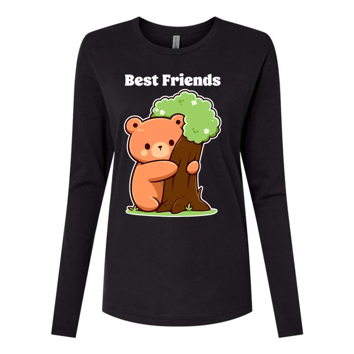 Kawaii Bear Hugging Tree Wildlife Animal Lover For Friends Womens Cotton Relaxed Long Sleeve T-Shirt