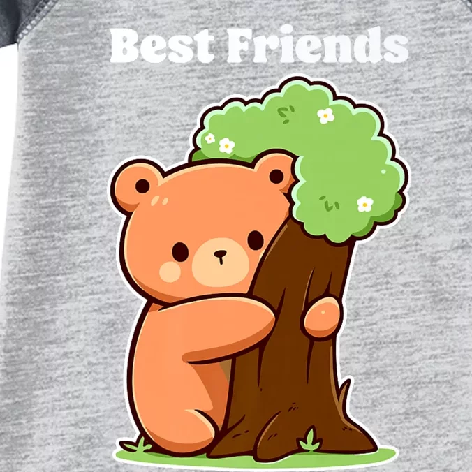 Kawaii Bear Hugging Tree Wildlife Animal Lover For Friends Infant Baby Jersey Bodysuit