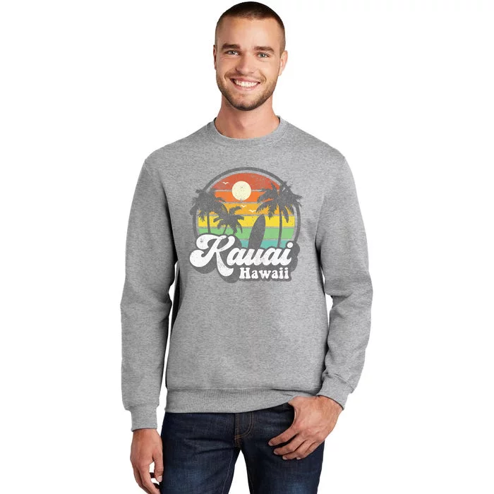 Kauai Beach Hawaii Surf Hawaiian Surfing 70s Tall Sweatshirt