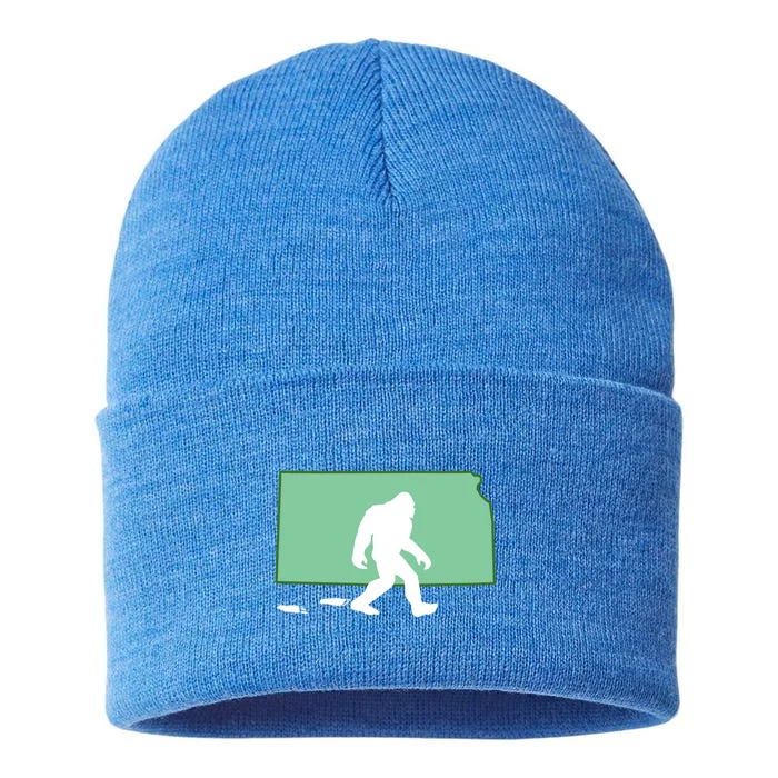 Kansas Bigfoot Hunter State Gift Sustainable Knit Beanie