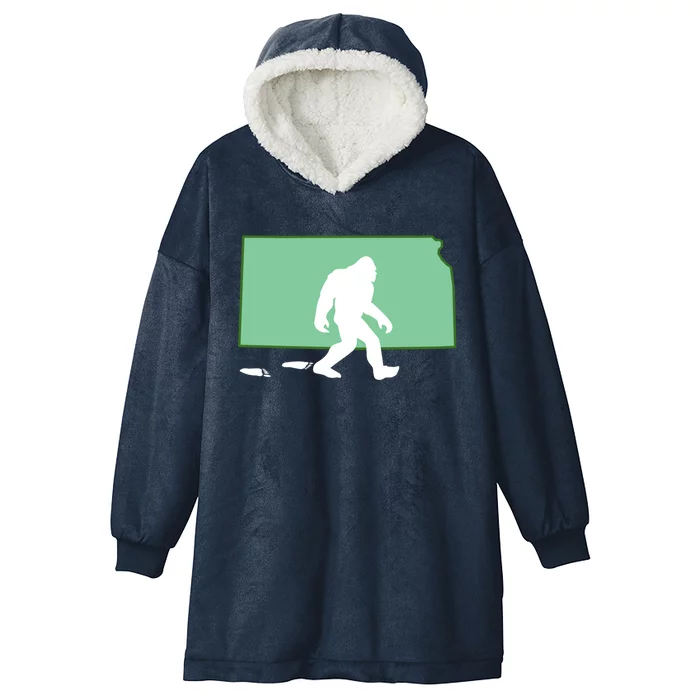 Kansas Bigfoot Hunter State Gift Hooded Wearable Blanket