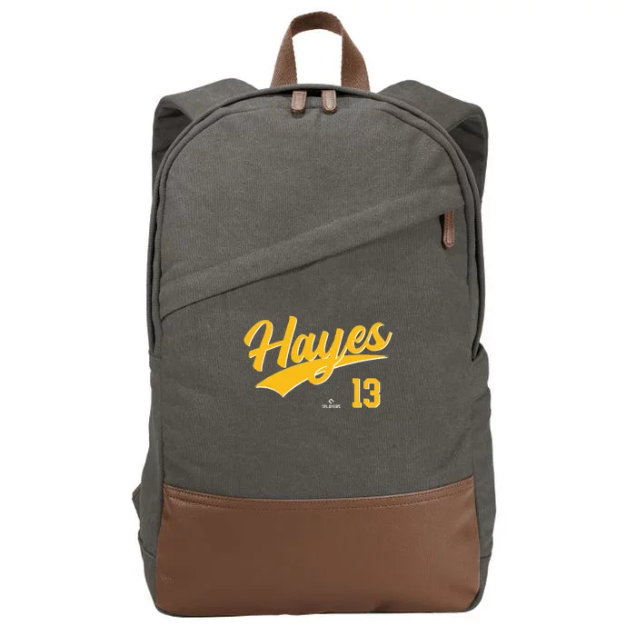 Ke Bryan Hayes 13 Pittsburgh MLBPA Baseball Player Cotton Canvas Backpack