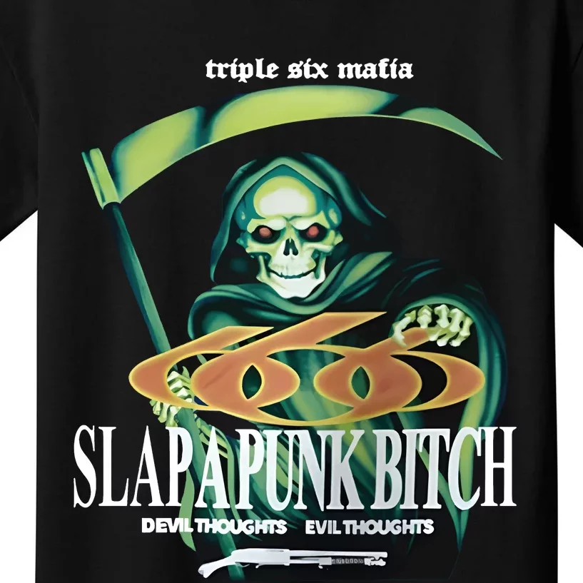 Kate BushS Husband Triple Six Matia Slapapunk Bitch Devil Thoughts Evil Thought Kids T-Shirt