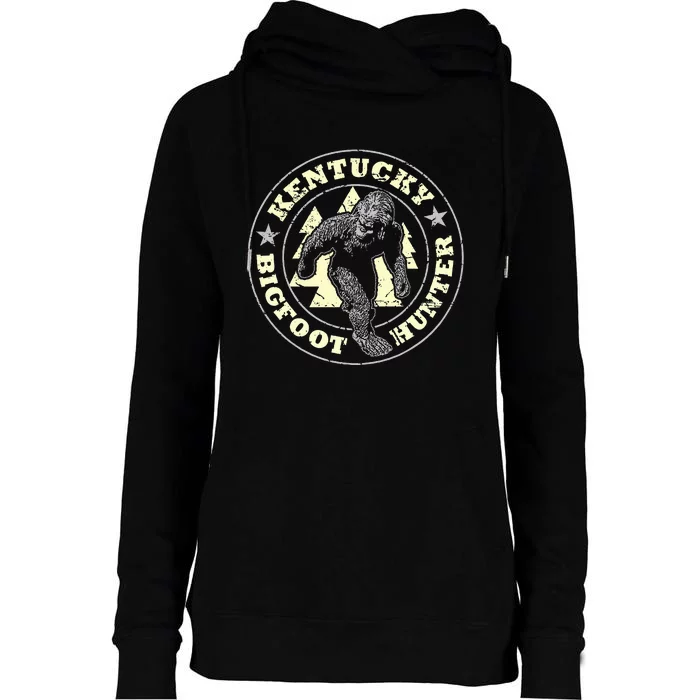 Kentucky Bigfoot Hunter Believe State Pride Womens Funnel Neck Pullover Hood