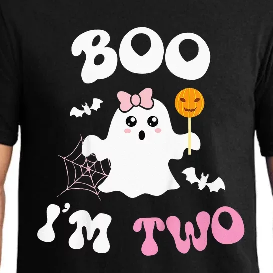 Kids Boo Im Two Ghost Second 2nd Birthday Groovy Halloween Girls Pajama Set