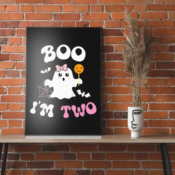 Kids Boo Im Two Ghost Second 2nd Birthday Groovy Halloween Girls Poster