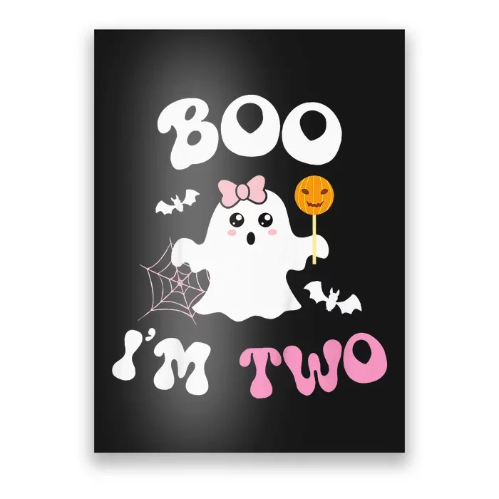 Kids Boo Im Two Ghost Second 2nd Birthday Groovy Halloween Girls Poster