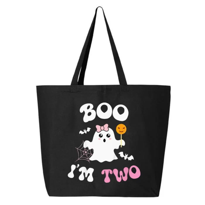 Kids Boo Im Two Ghost Second 2nd Birthday Groovy Halloween Girls 25L Jumbo Tote