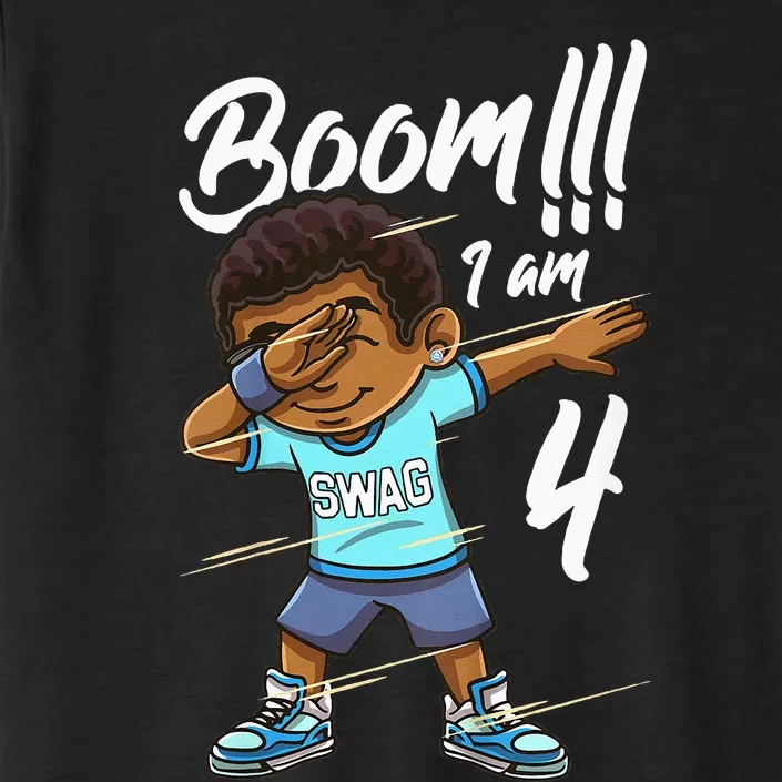 Kids Boom Im 4 Year Old Black Boy Dabbing Birthday Party 4th Bday ChromaSoft Performance T-Shirt