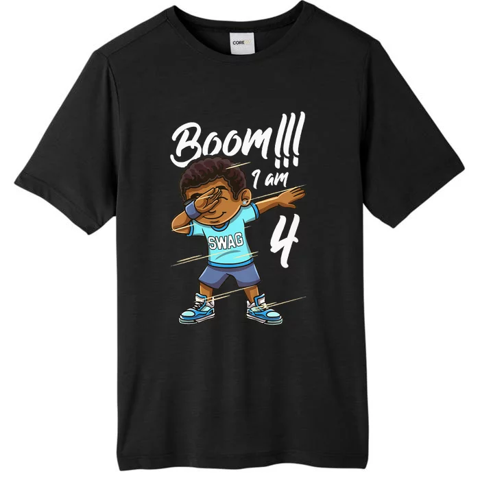 Kids Boom Im 4 Year Old Black Boy Dabbing Birthday Party 4th Bday ChromaSoft Performance T-Shirt