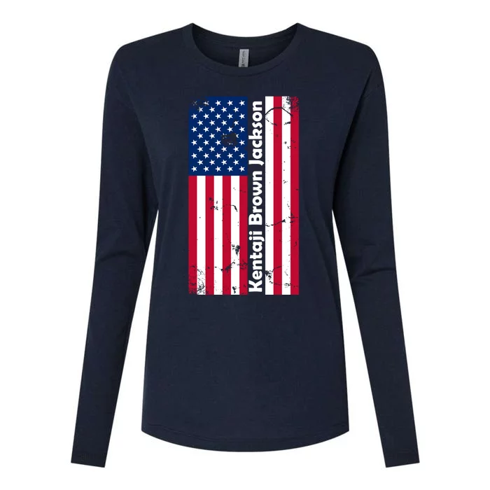 Kentaji Brown Jackson USA Flag Womens Cotton Relaxed Long Sleeve T-Shirt