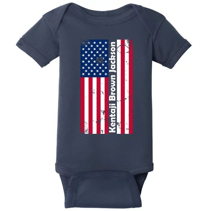 Kentaji Brown Jackson USA Flag Baby Bodysuit