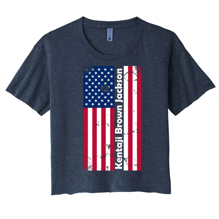 Kentaji Brown Jackson USA Flag Women's Crop Top Tee