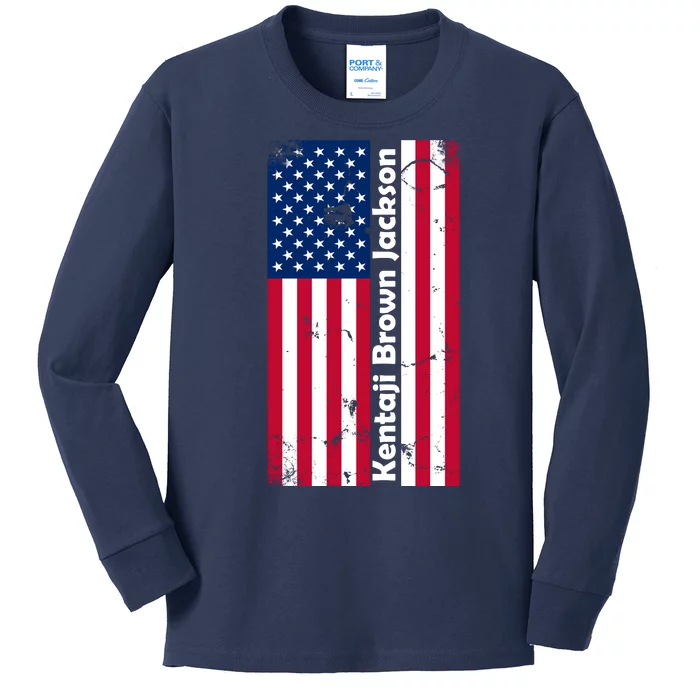 Kentaji Brown Jackson USA Flag Kids Long Sleeve Shirt