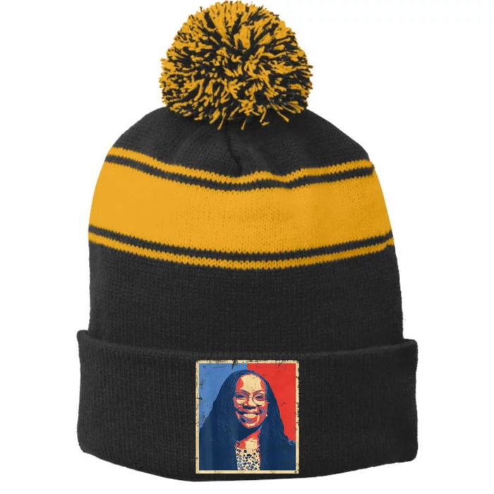 Ketanji Brown Jackson Stripe Pom Pom Beanie