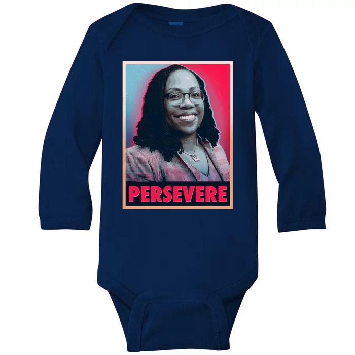 Ketanji Brown Jackson KBJ Persevere Vintage Poster Baby Long Sleeve Bodysuit