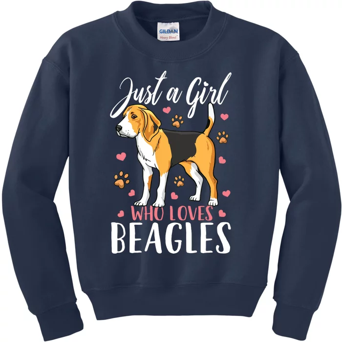 Kids Beagle Just A Who Loves Beagles Gift Kids Sweatshirt