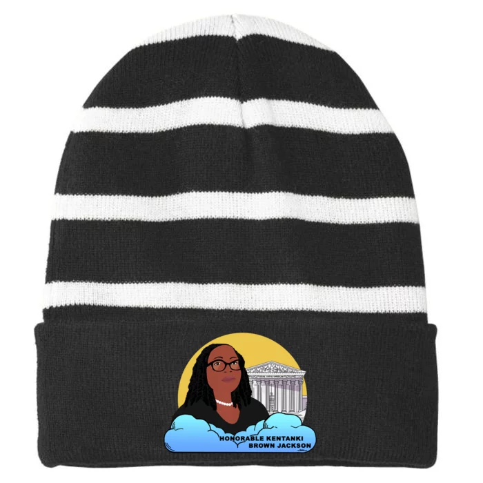 Ketanji Brown Jackson Black History African Woman Judge Law Striped Beanie with Solid Band