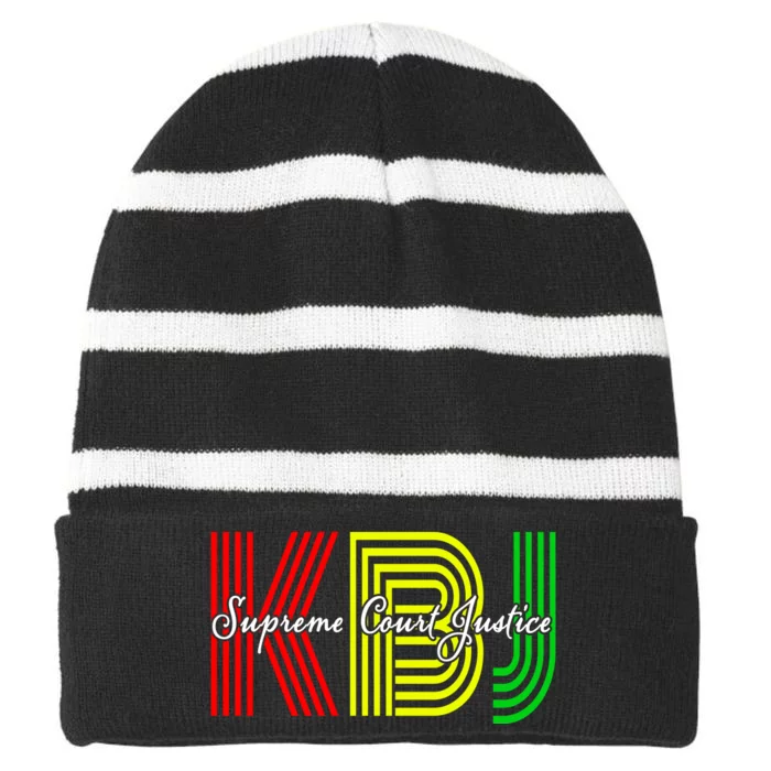 Ketanji Brown Jackson Supreme Justice Court 1st Black Woman Striped Beanie with Solid Band