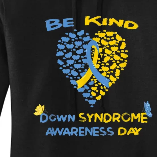 kid Be Kind World Down Syndrome Awareness  Day Fight Ribbon Women's Pullover Hoodie