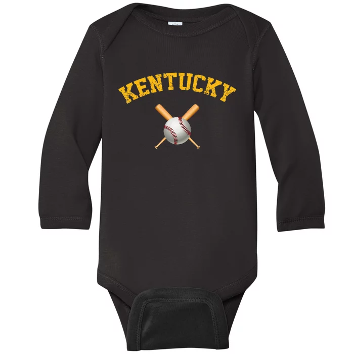 Kentucky Baseball Baby Long Sleeve Bodysuit