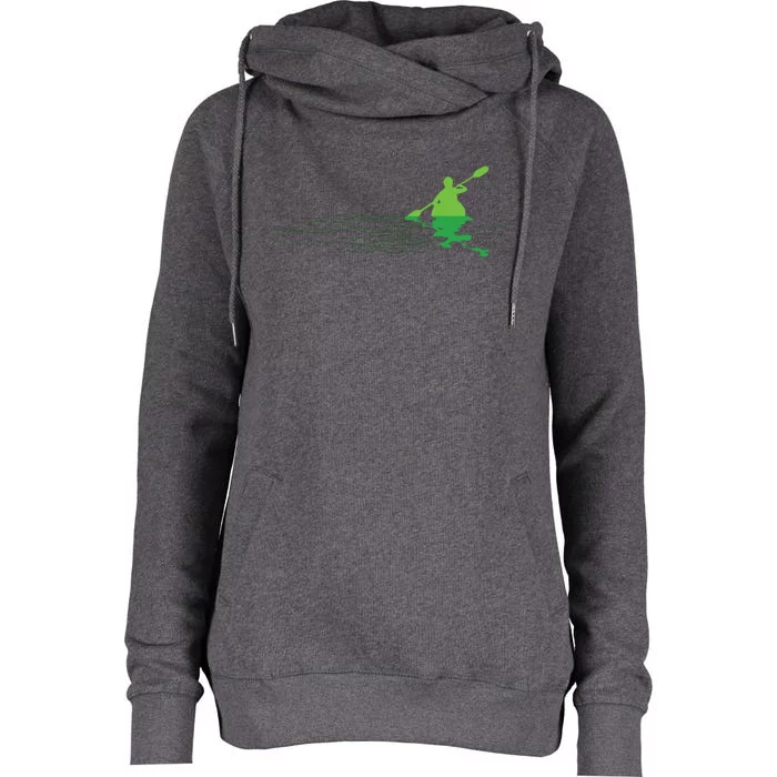 Kayak Boat Kayaking Paddling Graphic Kayaker Silhouette Womens Funnel Neck Pullover Hood