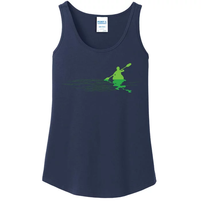 Kayak Boat Kayaking Paddling Graphic Kayaker Silhouette Ladies Essential Tank