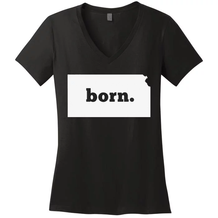 Kansas Born Women's V-Neck T-Shirt