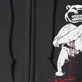 Killer Bear Lazy Halloween Costume Creepy Scary Horror Full Zip Hoodie