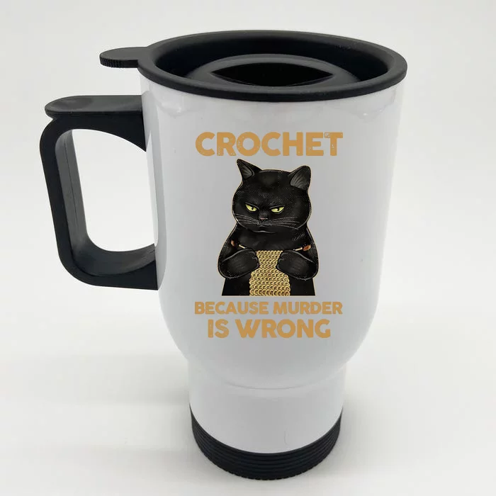 Knitting Because Murder Wrong Front & Back Stainless Steel Travel Mug