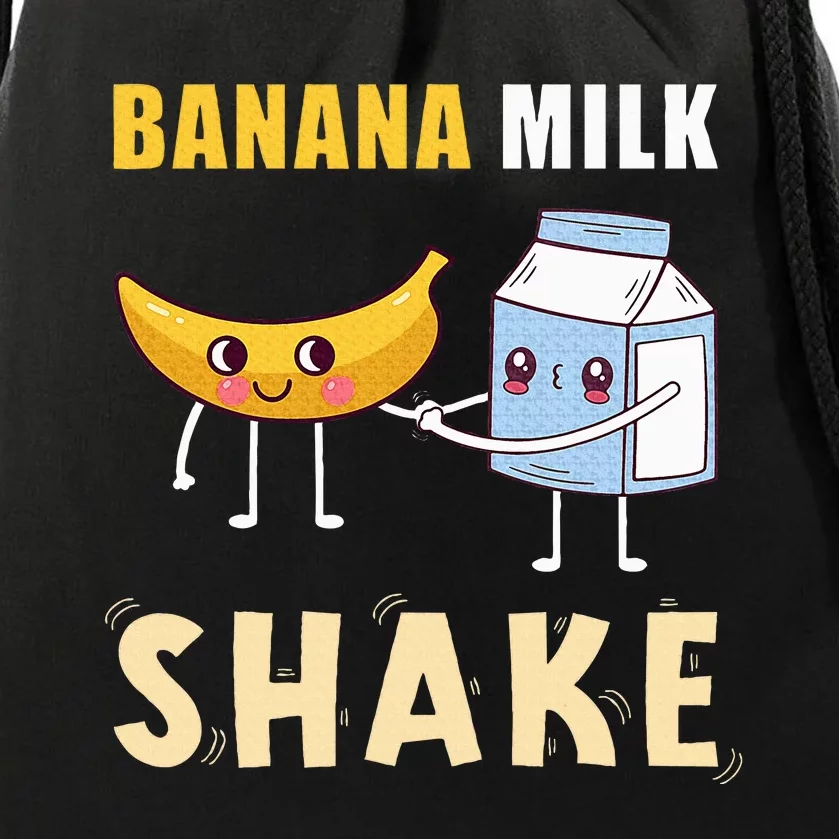 Kawaii Banana Milkshake Funny Banana Milk Shake Drawstring Bag