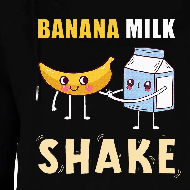 Kawaii Banana Milkshake Funny Banana Milk Shake Womens Funnel Neck Pullover Hood