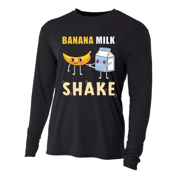 Kawaii Banana Milkshake Funny Banana Milk Shake Cooling Performance Long Sleeve Crew