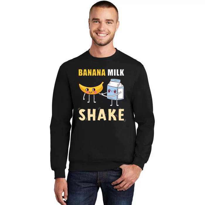 Kawaii Banana Milkshake Funny Banana Milk Shake Tall Sweatshirt