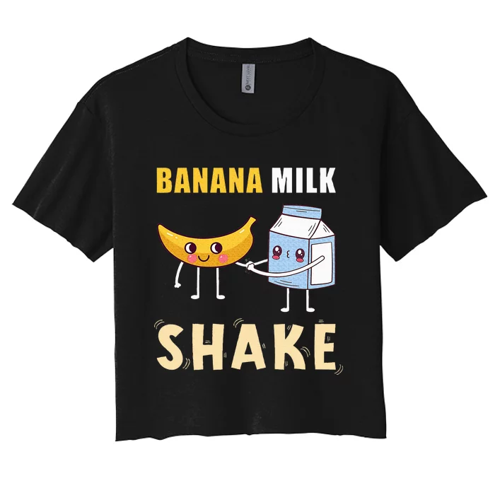 Kawaii Banana Milkshake Funny Banana Milk Shake Women's Crop Top Tee