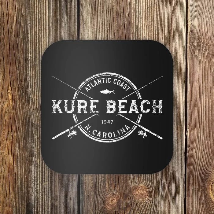 Kure Beach Nc Vintage Crossed Fishing Rods Coaster