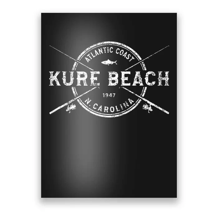 Kure Beach Nc Vintage Crossed Fishing Rods Poster